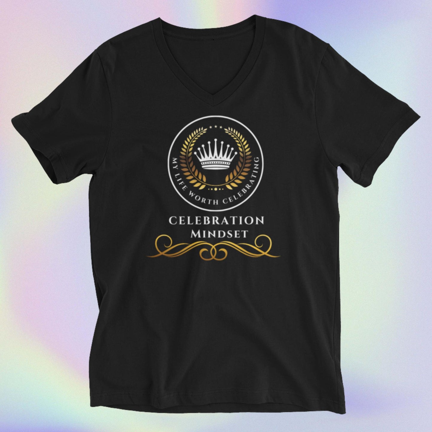 Celebration Mindset Unisex Short Sleeve V-Neck T-Shirt