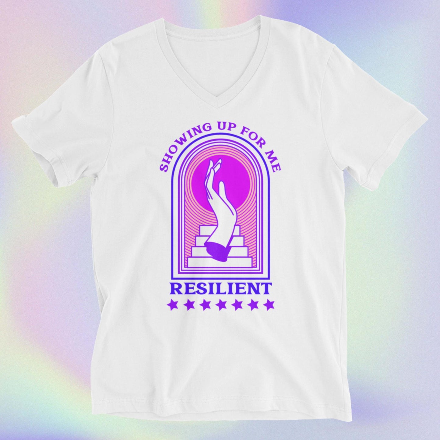 Showing Up Resilient: Unisex Short Sleeve V-Neck T-Shirt